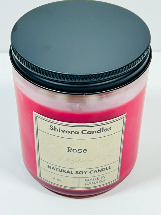 Shivora Rose Fragrance Candle With White Flower 9 Oz