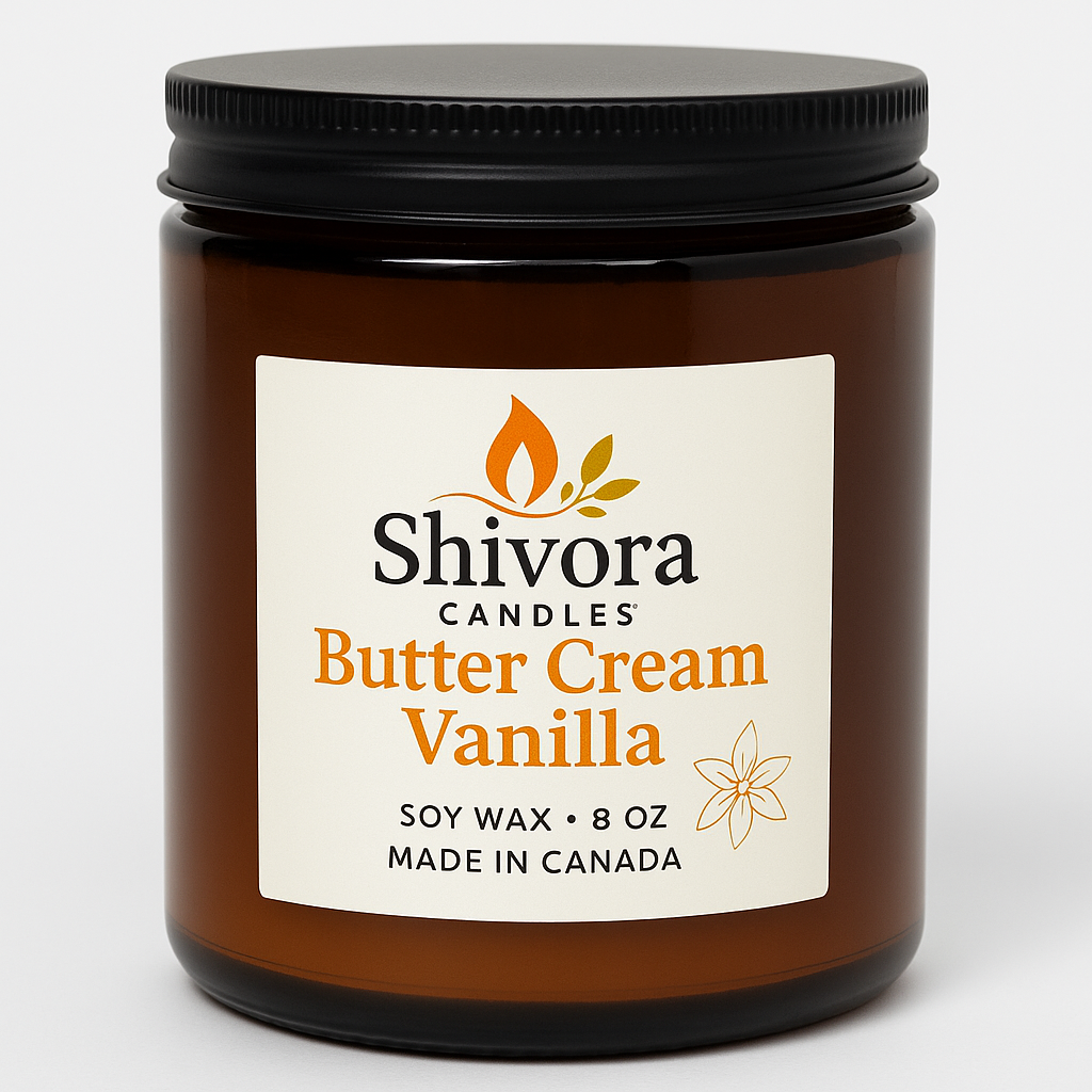 Buttercream & Vanilla Soy Wax Candle – 8 oz | Sweet, Creamy & Dessert-Inspired Scent - Shivora Candles