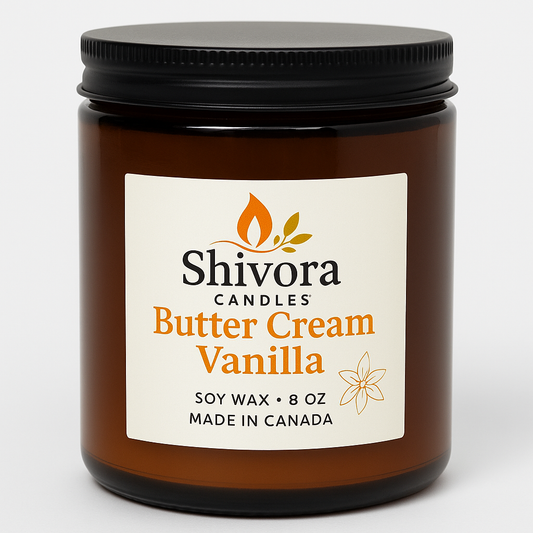 Buttercream & Vanilla Soy Wax Candle – 8 oz | Sweet, Creamy & Dessert-Inspired Scent - Shivora Candles