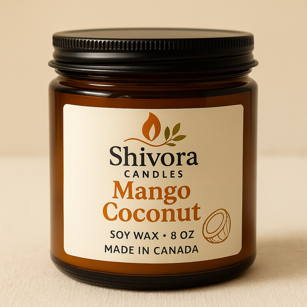 Mango & Coconut Soy Wax Candle – 8 oz | Tropical, Fruity & Creamy Scent - Shivora Candles
