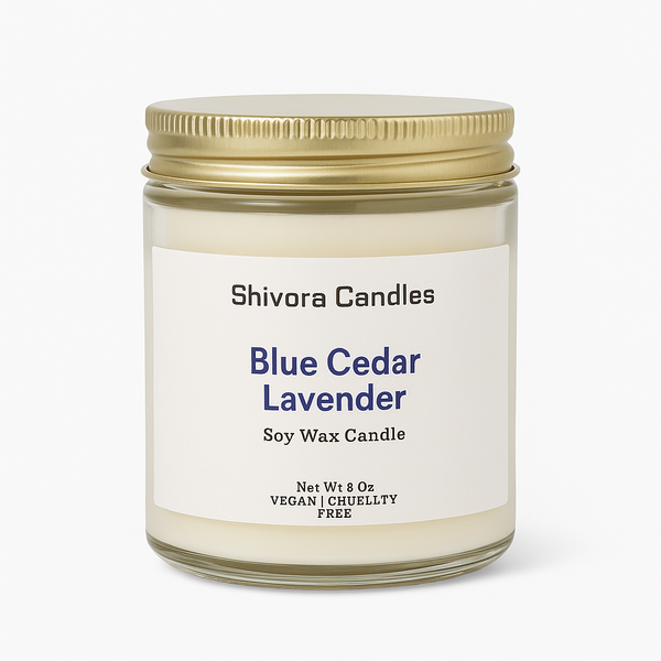 Blue cedar soy wax candle