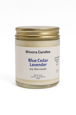Blue cedar lavender soy wax candle