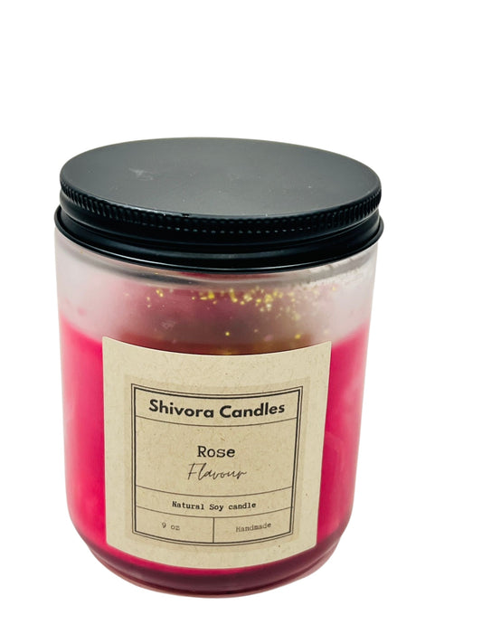 Shivora Rose  fragrance Candle With Flower.