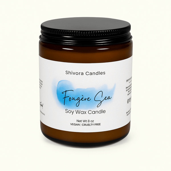 Fougère Sea Soy Wax Candle – 8 oz | Clean, Fresh & Coastal Masculine Scent - Shivora Candles