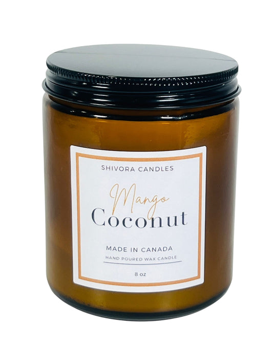 Shivora Mango Coconut Fragrance Candle. 8 Oz   Made By Soy Wax