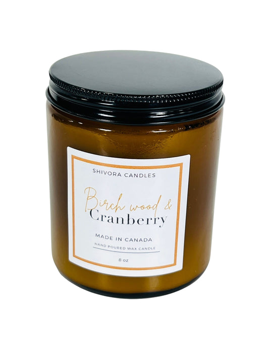 Shivora Birchwood & Cranberry Fragrance Candle 8 oz On Sale