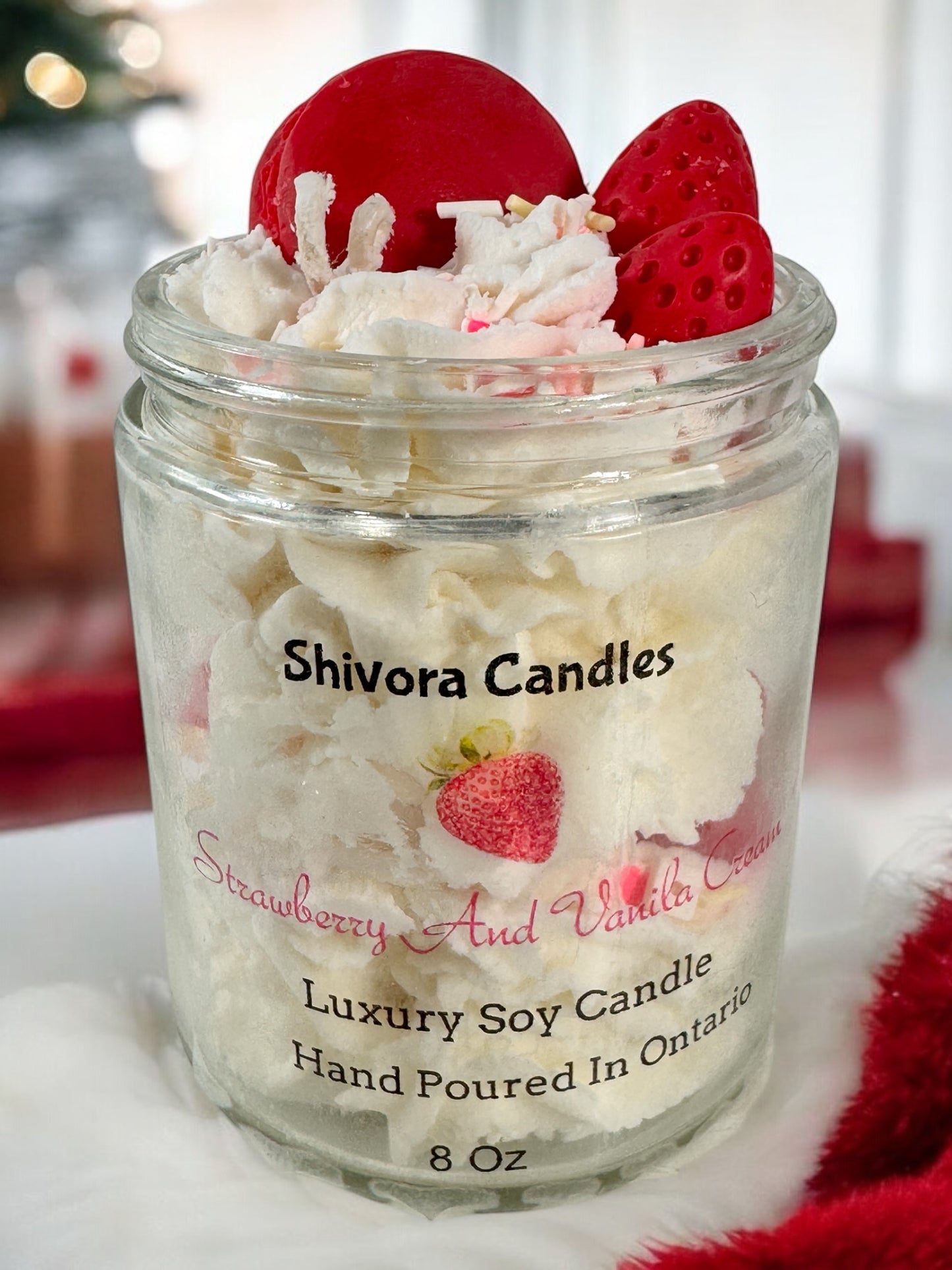 Shivora Dissert Candle With Strawberry and Vanilla Cream 9 0z