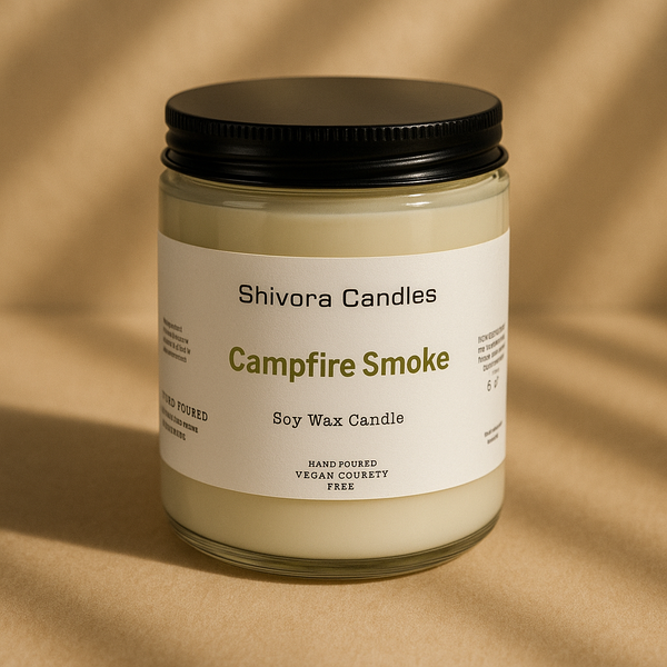 Campfire Smoke Soy Wax Candle – 8 oz | Smoky, Woodsy & Rustic Outdoors Scent - Shivora Candles