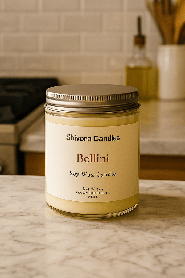 Bellini Scented Soy Wax Candle – 8 oz | Fruity, Sparkling & Peach-Infused Aroma - Shivora Candles
