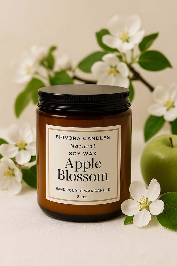 Apple Blossom Soy Wax Candle – 8 oz | Fresh, Floral & Lightly Fruity Scent - Shivora Candles
