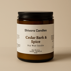 Cedar Bark & Spice Soy Wax Candle – 8 oz | Warm, Woodsy & Spiced Aroma - Shivora Candles