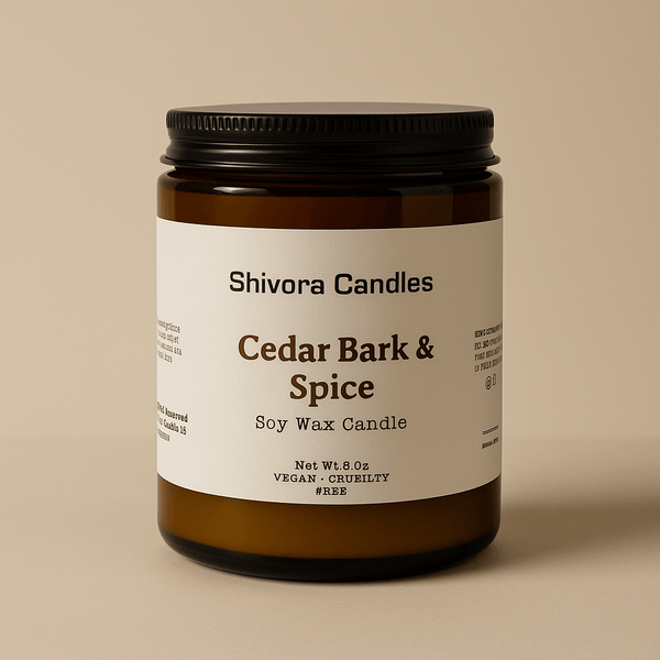 Cedar Bark & Spice Soy Wax Candle – 8 oz | Warm, Woodsy & Spiced Aroma - Shivora Candles