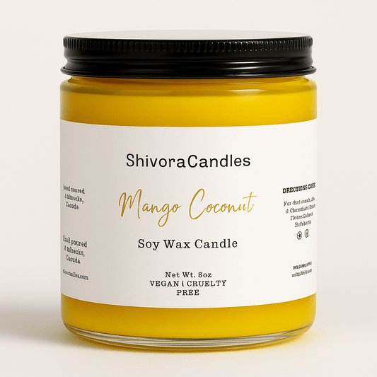 Mango Coconut Soy Wax Candle – 8 oz | Tropical, Sweet & Creamy Summer Scent - Shivora Candles