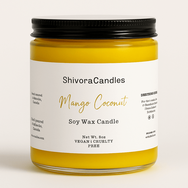 Mango Coconut Soy Wax Candle – 8 oz | Tropical, Sweet & Creamy Summer Scent - Shivora Candles