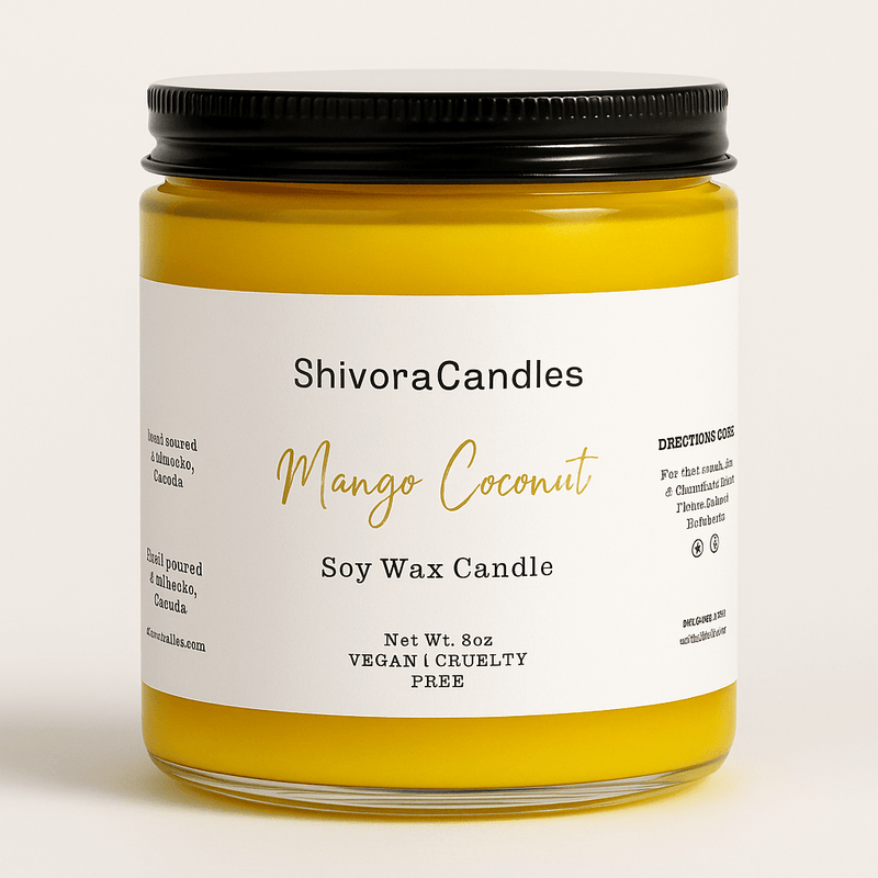 Mango Coconut Soy Wax Candle – 8 oz | Tropical, Sweet & Creamy Summer Scent - Shivora Candles