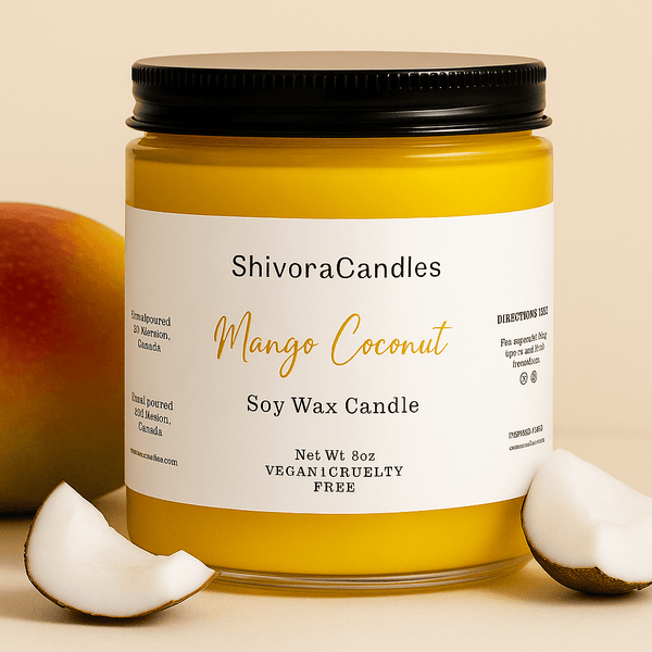Mango Coconut Soy Wax Candle – 8 oz | Tropical, Sweet & Creamy Summer Scent - Shivora Candles