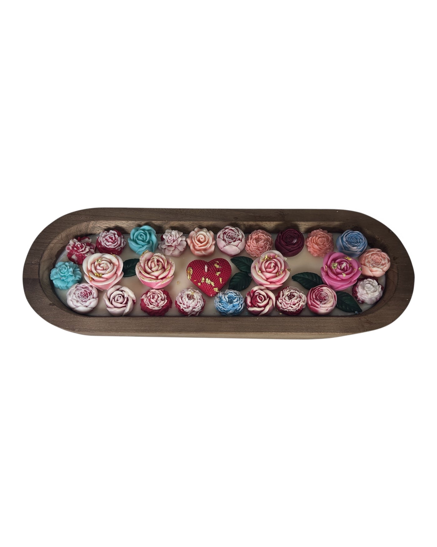Wooden Bowl Candle – Assorted Flowers & Sandalwood Scent
