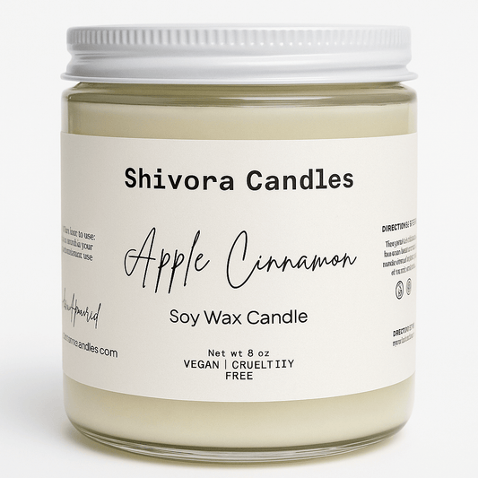 Apple Cinnamon Soy Wax Candle – 8 oz | Warm, Sweet & Spiced Fall Scent - Shivora Candles
