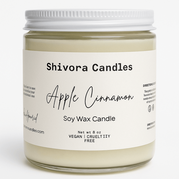 Apple Cinnamon Soy Wax Candle – 8 oz | Warm, Sweet & Spiced Fall Scent - Shivora Candles