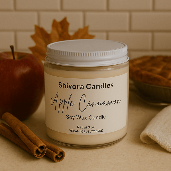Apple Cinnamon Soy Wax Candle – 8 oz | Warm, Sweet & Spiced Fall Scent - Shivora Candles