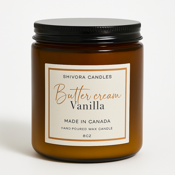 Buttercream & Vanilla Soy Wax Candle – 8 oz | Sweet, Creamy & Dessert-Inspired Scent - Shivora Candles