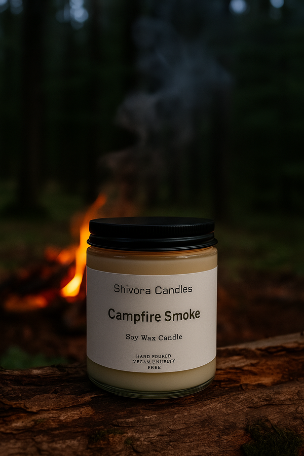 Campfire Smoke Soy Wax Candle – 8 oz | Smoky, Woodsy & Rustic Outdoors Scent - Shivora Candles