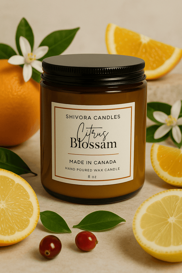 Citrus Balsam Soy Wax Candle – 8 oz | Bright, Fresh & Woodsy Clean Scent - Shivora Candles