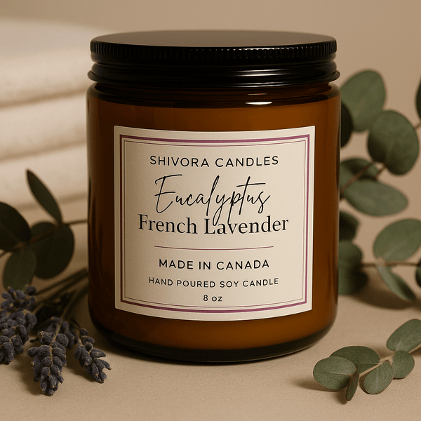 Eucalyptus & French Lavender Soy Wax Candle – 8 oz - Shivora Candles