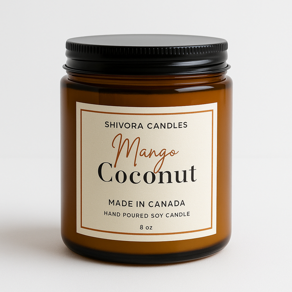 Mango & Coconut Soy Wax Candle – 8 oz | Tropical, Fruity & Creamy Scent - Shivora Candles
